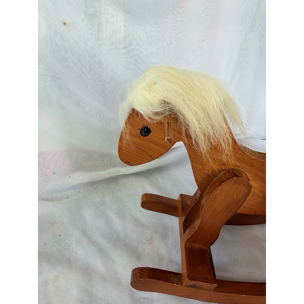 Vintage Wooden Rocking Horse 12” x 11” Handcrafted Heirloom Decor - Picture 3 of 7